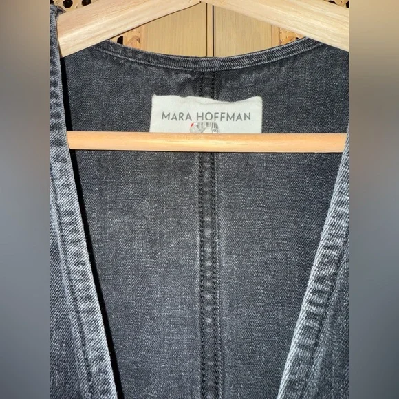 Mara Hoffman Sophie Dress Black V‑Neck Midi Dress with Puff Sleeves - Picture 8 of 11